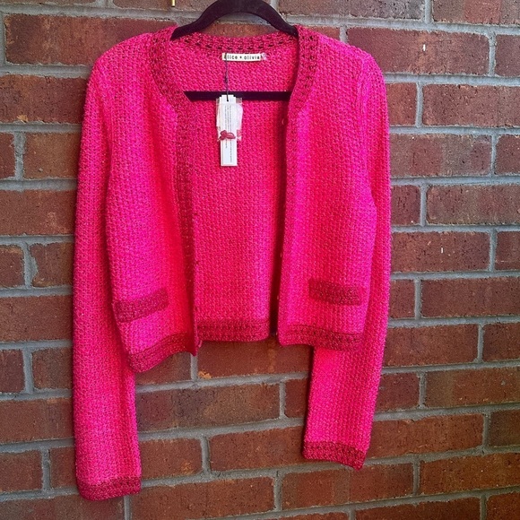ALICE + OLIVIA Noella Pink Cardigan - Picture 5 of 10